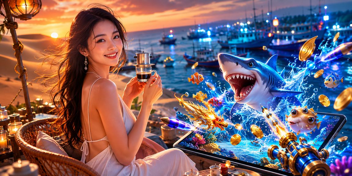 Người chơi tại Mũi Né tham gia game bắn cá trực tuyến với cà phê Việt Nam